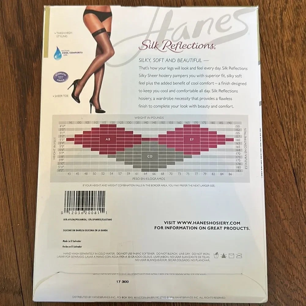 New in packaging Hanes Silk Reflections Barely Black Thigh Highs‎